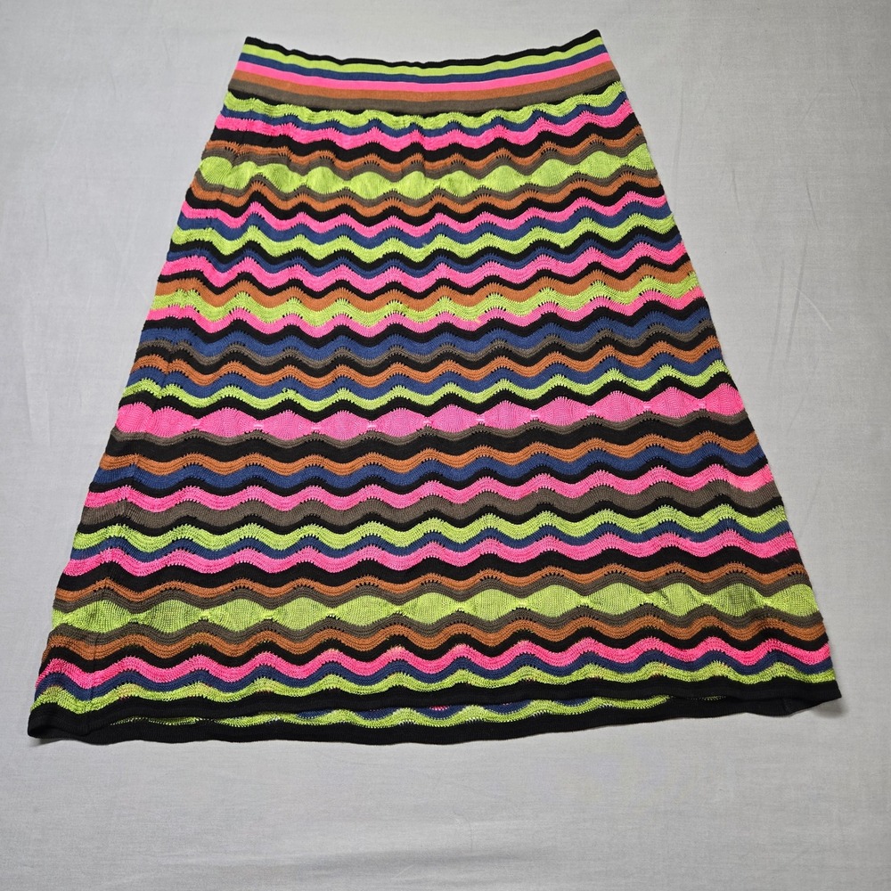M Missoni Skirt Size 44 Multicolor Zig Zag Knit A-Line
